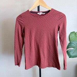 Boden Womens XS Polka Dot Long Sleeve Top Casual Cotton Modal Crewneck Shirt